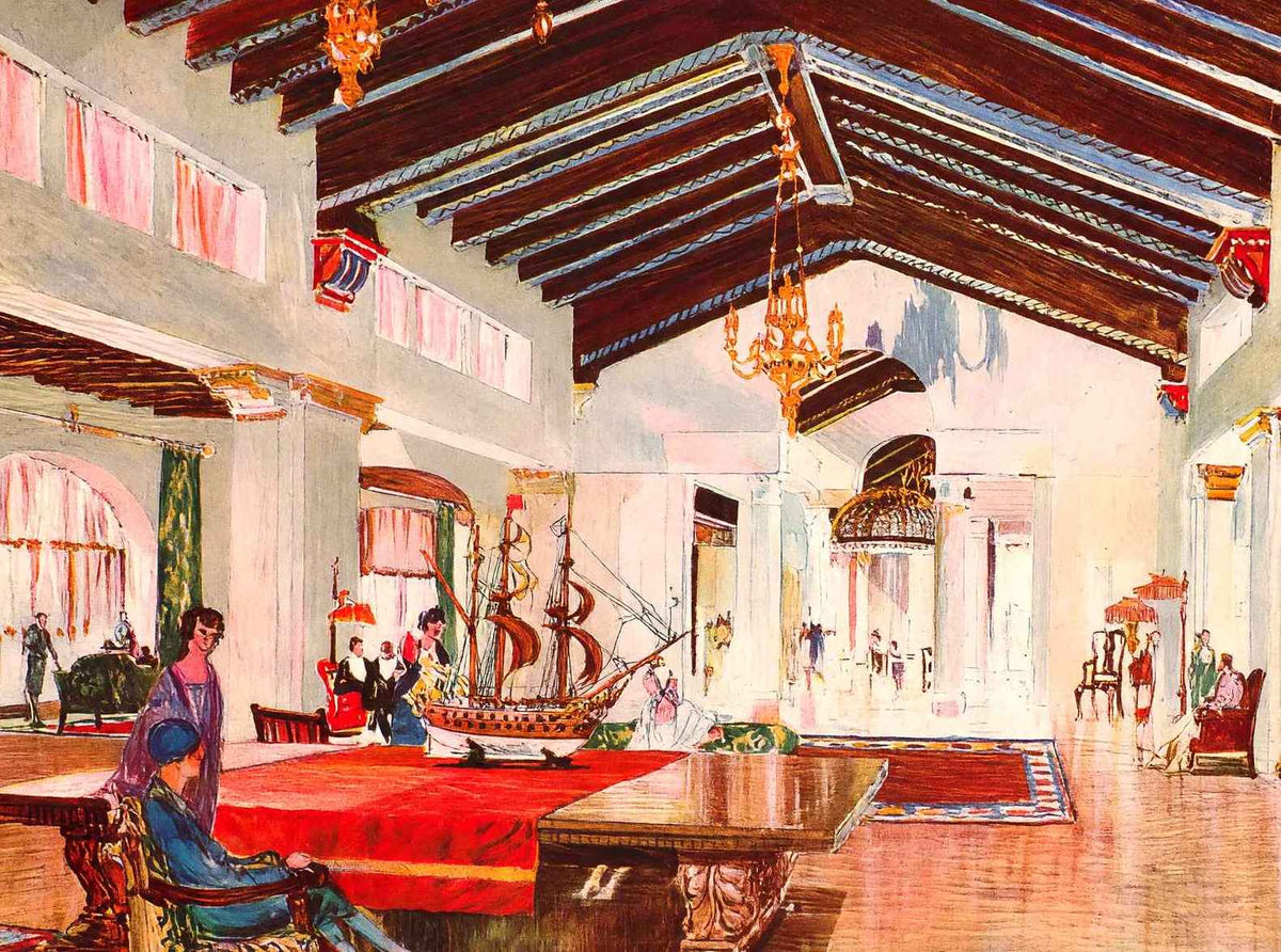 East Lounge Edgewater Beach Hotel Chicago Vintage Print (7 Sizes)