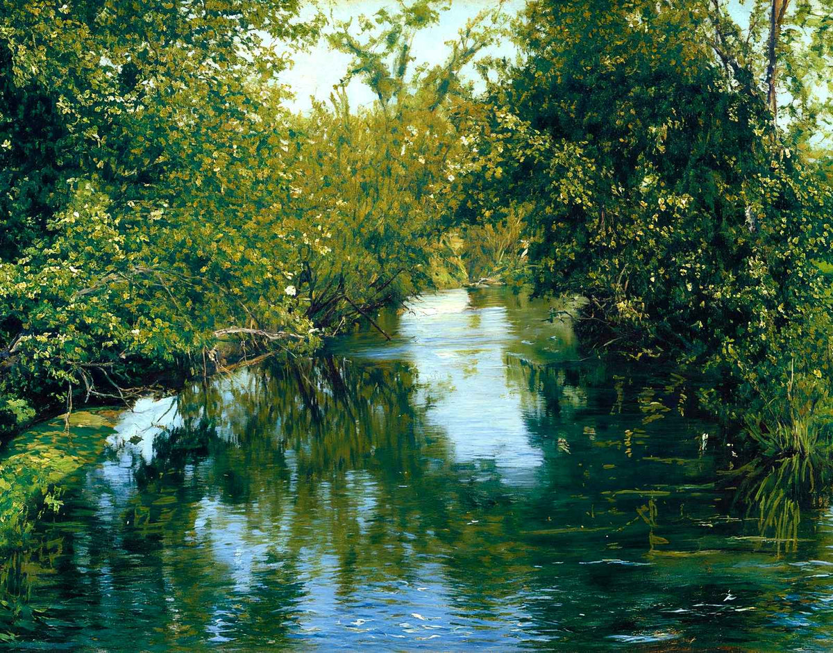 Manhan River from Glendale St, Easthampton, MA in 1905 Art Print (7 Sizes)