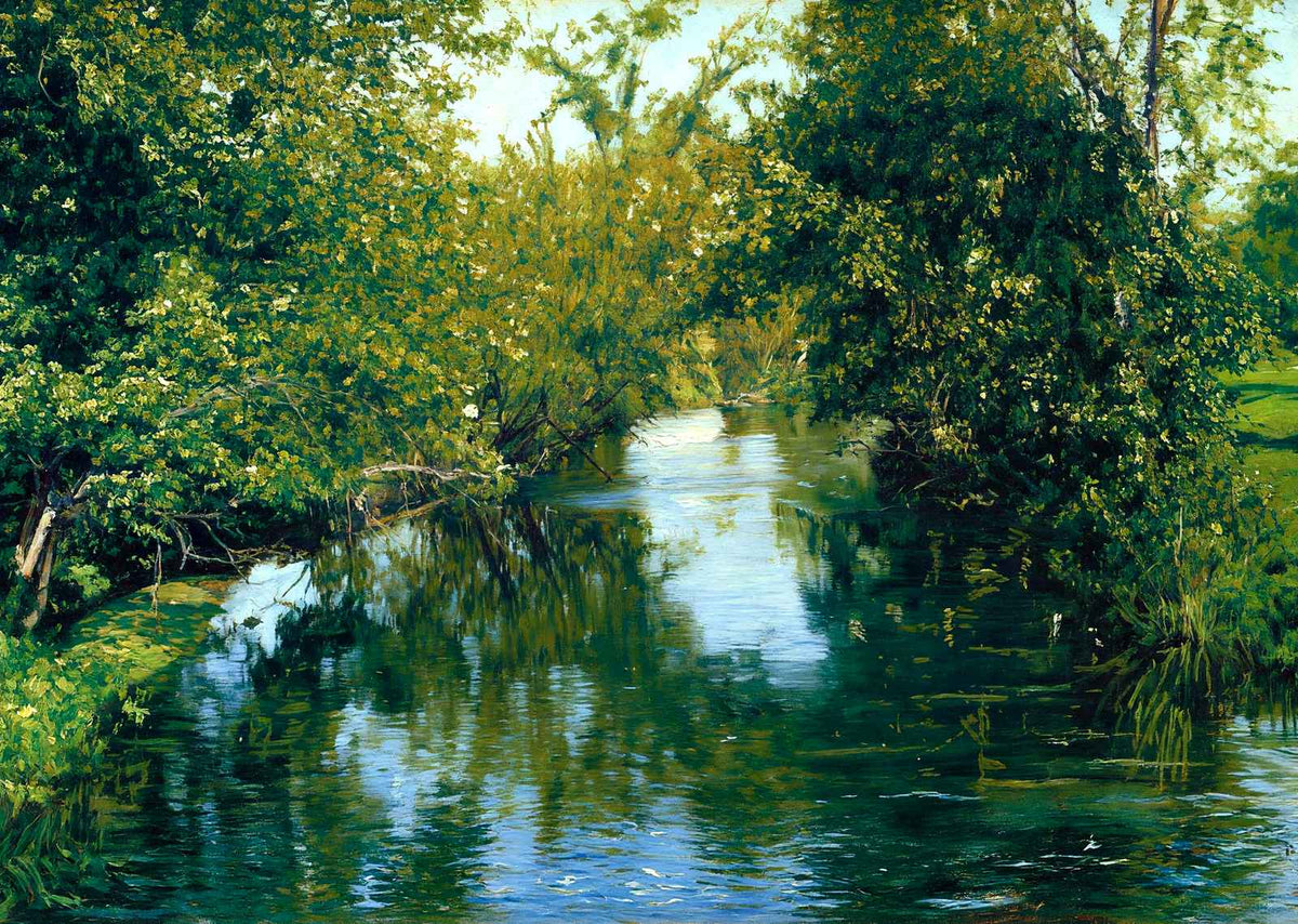 Manhan River from Glendale St, Easthampton, MA in 1905 Art Print (7 Sizes)