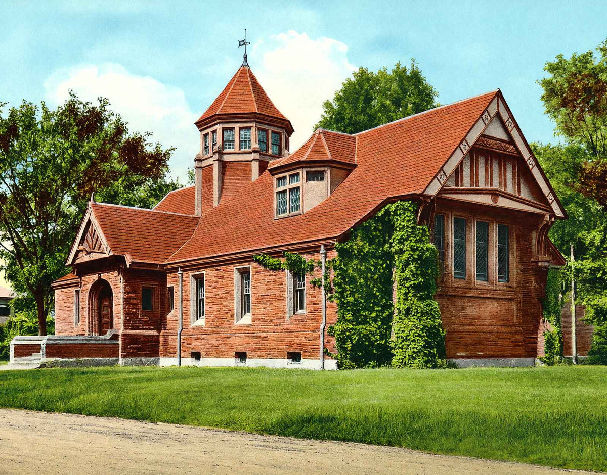 Public Library, Easthampton, Massachusetts in 1908 Vintage Print (7 Sizes)