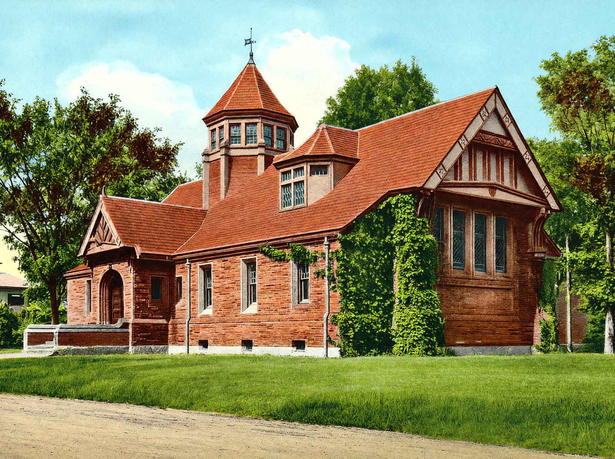 Public Library, Easthampton, Massachusetts in 1908 Vintage Print (7 Sizes)