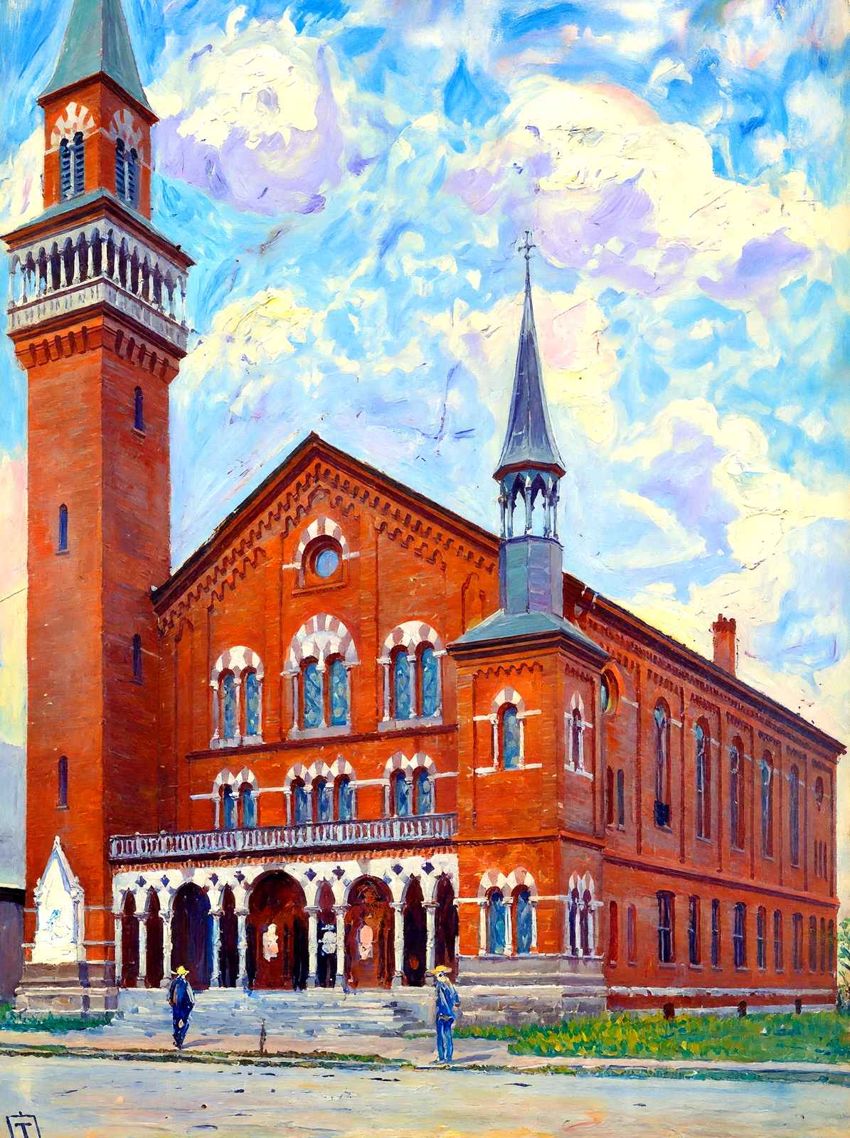 Town Hall, Easthampton, Massachusetts in 1908 Art Print (7 Sizes)