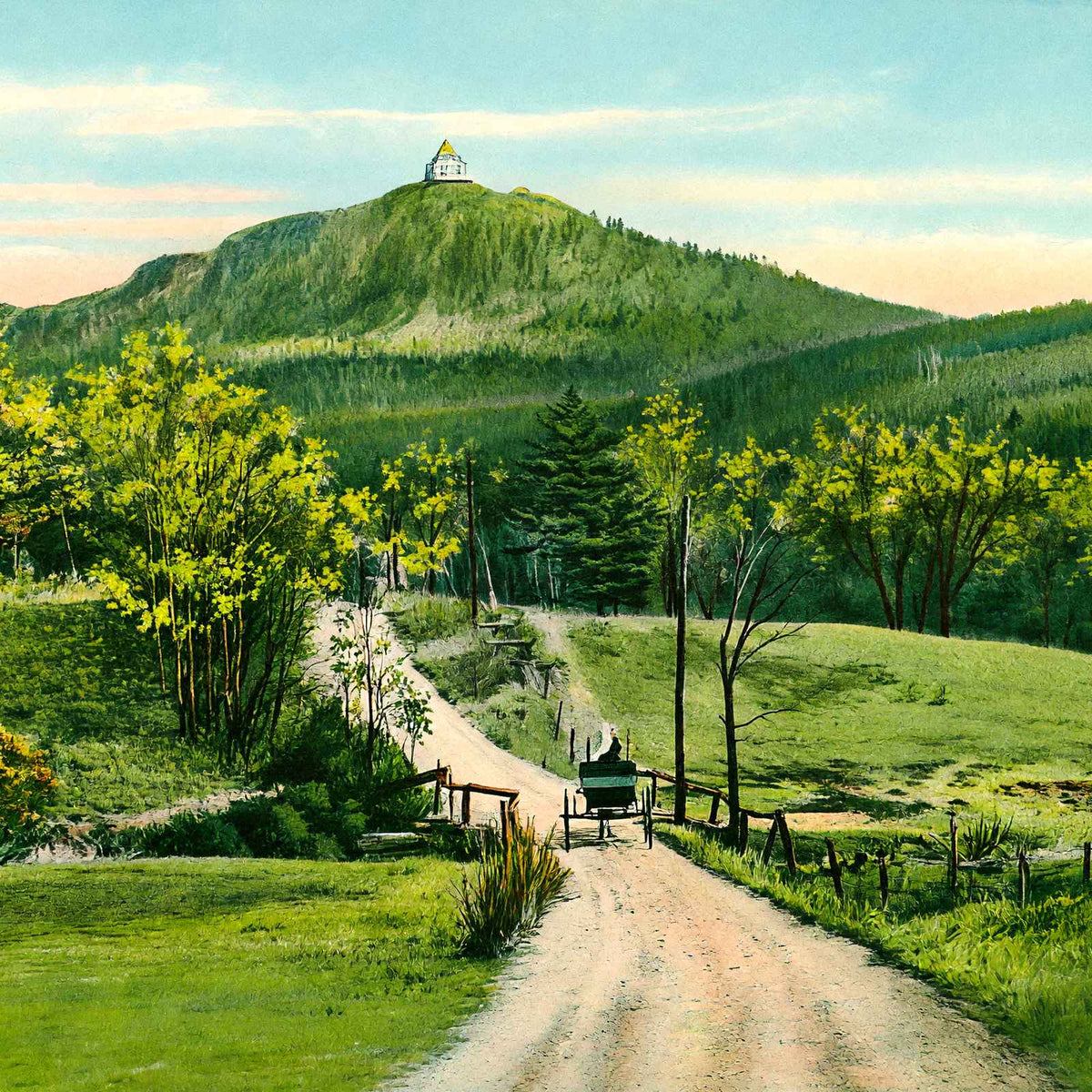 Mt Tom from Hendrick Street, Easthampton, MA in 1908 Vintage Print (7 Sizes)