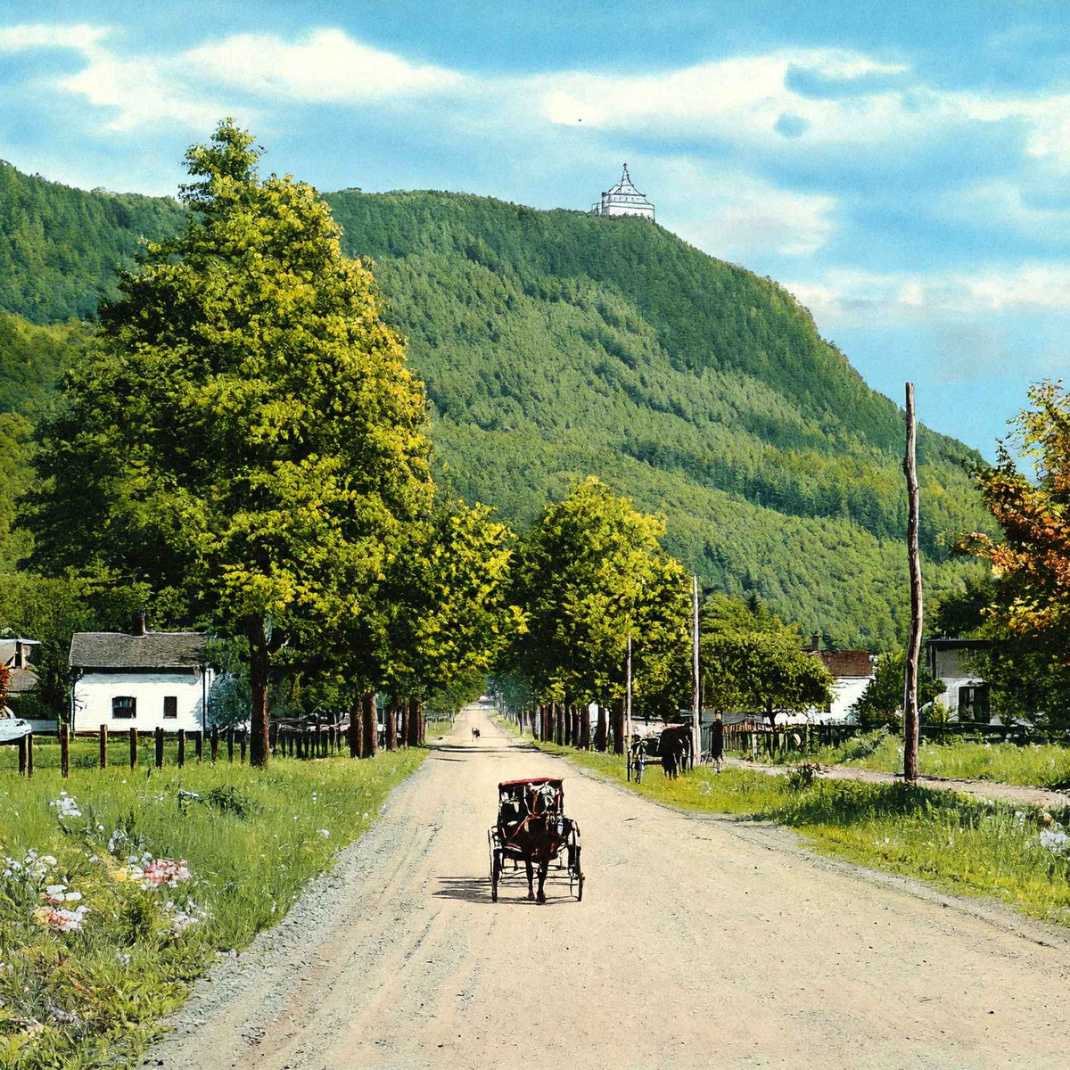 Mt Tom from Holyoke Street, Easthampton, MA in 1908 Vintage Print (7 Sizes)