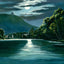 Mt Tom from Williston Ave by Moonlight, Easthampton, MA in 1908 Vintage Print