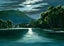 Mt Tom from Williston Ave by Moonlight, Easthampton, MA in 1908 Vintage Print