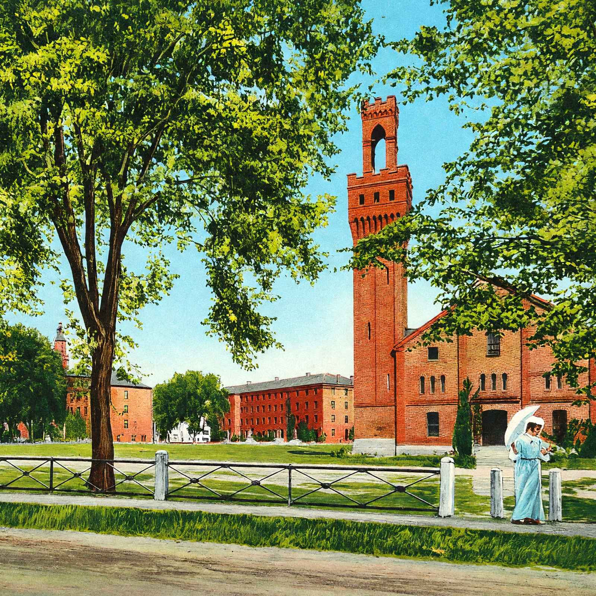 Rear View of Campus Williston Seminary, Easthampton, MA in 1908 Vintage Print