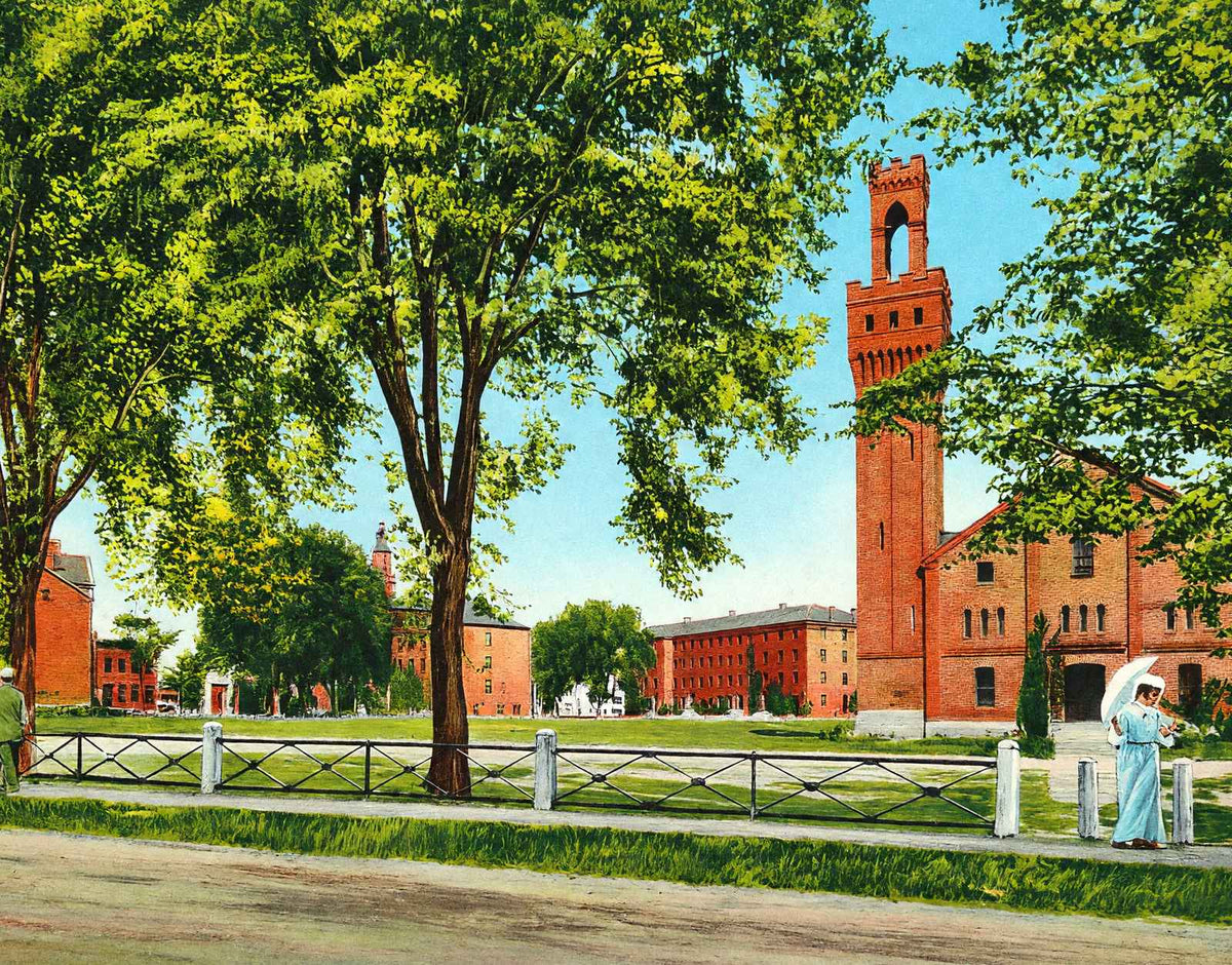 Rear View of Campus Williston Seminary, Easthampton, MA in 1908 Vintage Print