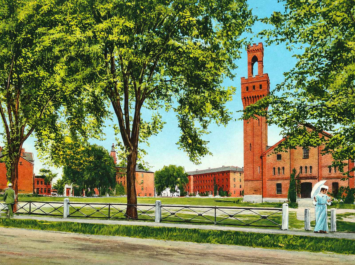 Rear View of Campus Williston Seminary, Easthampton, MA in 1908 Vintage Print