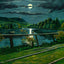 Mt Tom and Nashawannuck Pond by Moonlight, Easthampton, MA Art Print (7 Sizes)