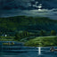 Mt Tom from Hampton Mills by Moonlight, Easthampton, MA Vintage Print (7 Sizes)