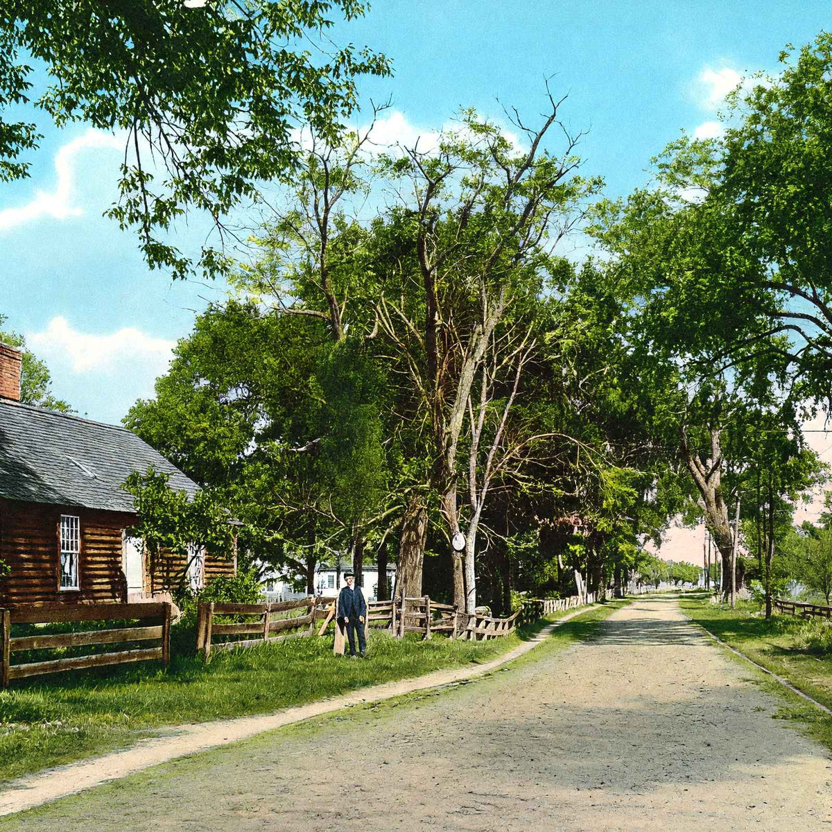 East Street "Old Pascommuck", Easthampton, MA in 1910 Vintage Print (7 Sizes)
