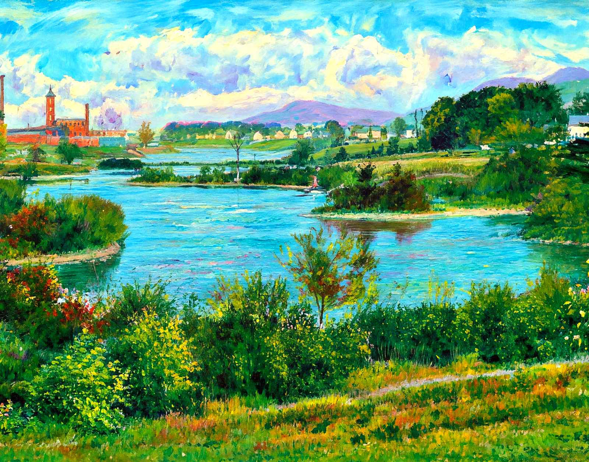 Hampton Mills Pond, Easthampton, Massachusetts in 1910 Art Print (7 Sizes)