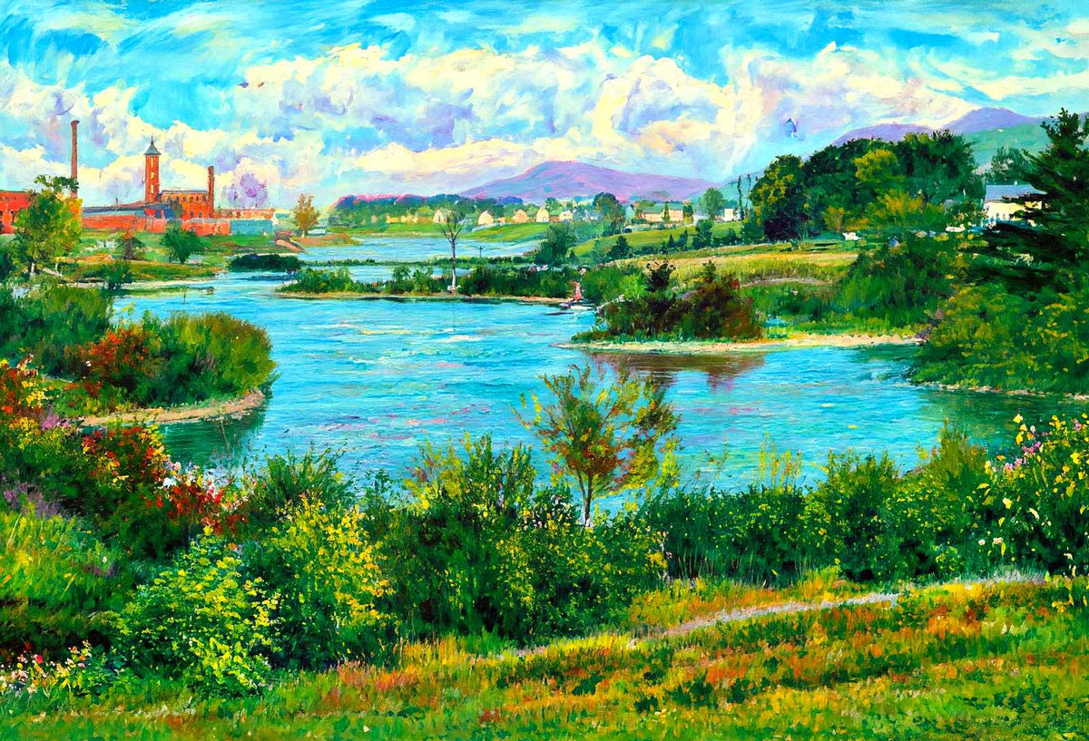 Hampton Mills Pond, Easthampton, Massachusetts in 1910 Art Print (7 Sizes)