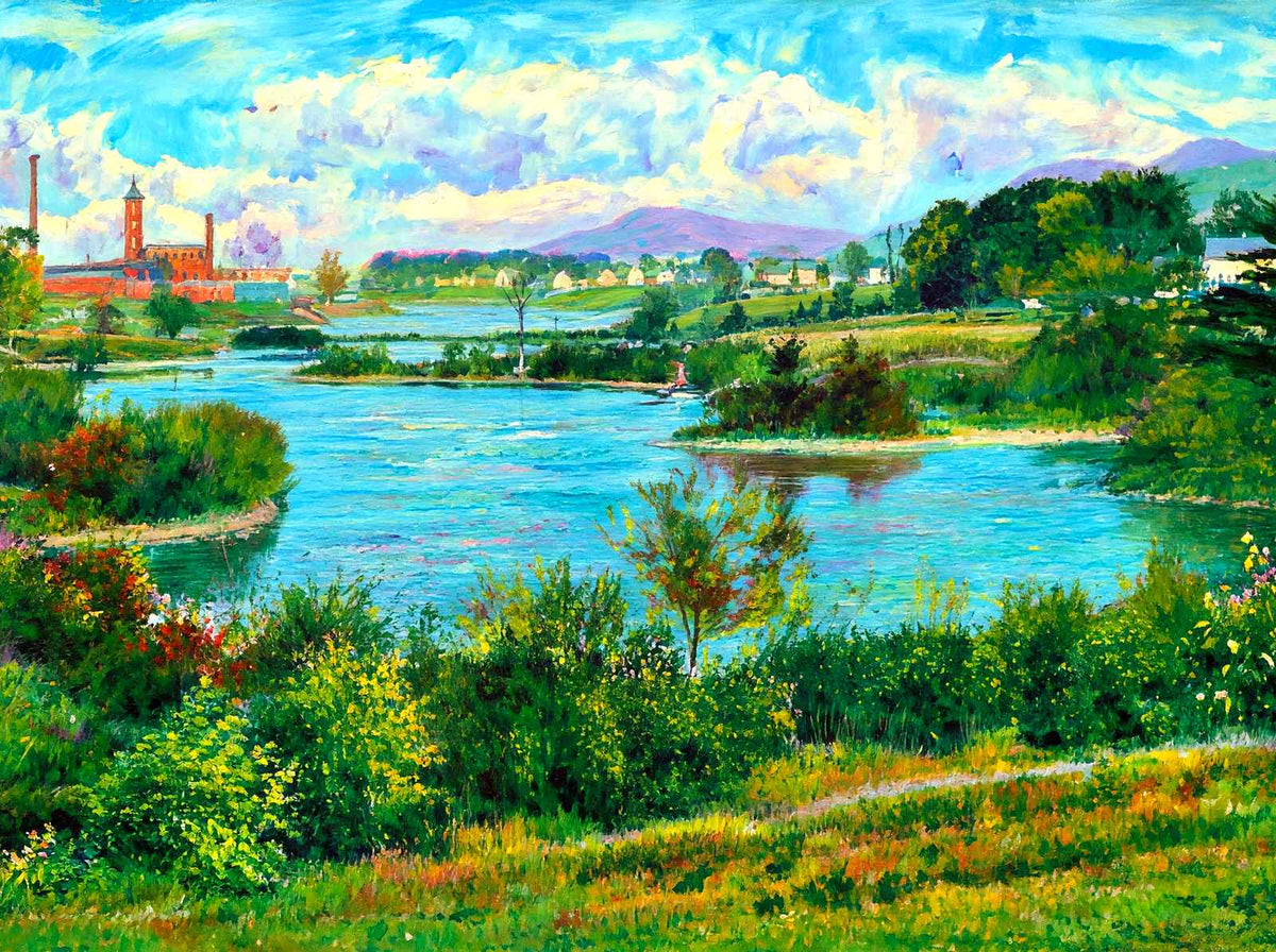 Hampton Mills Pond, Easthampton, Massachusetts in 1910 Art Print (7 Sizes)