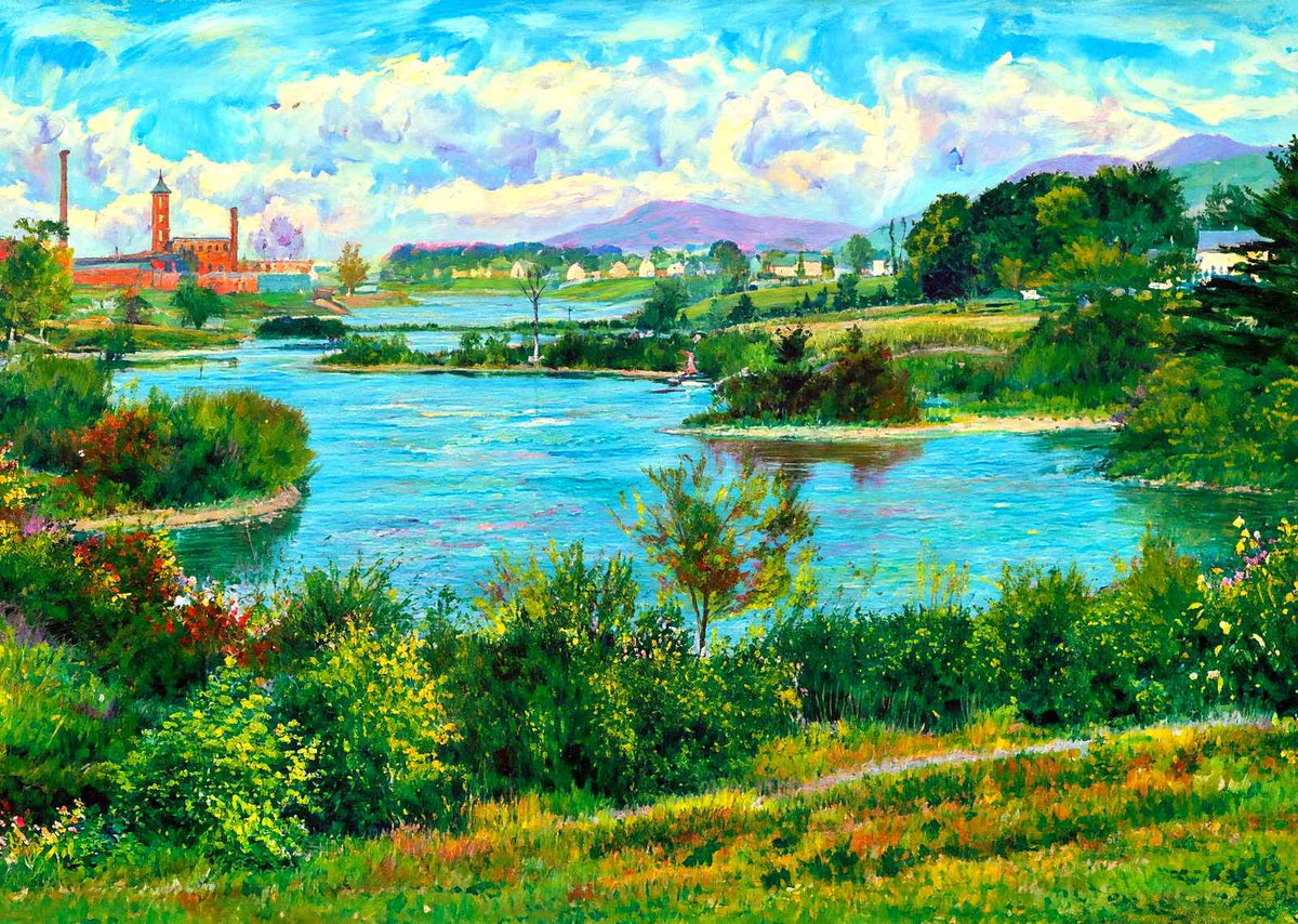 Hampton Mills Pond, Easthampton, Massachusetts in 1910 Art Print (7 Sizes)
