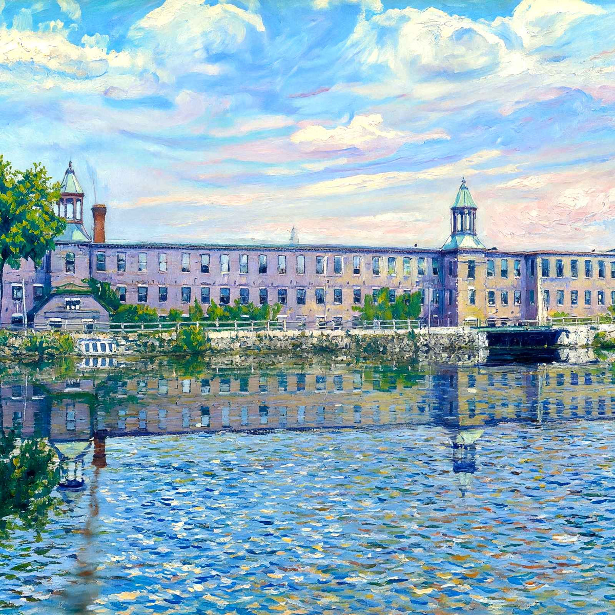 Nashawannuck Co Mills from Williston Ave, Easthampton, MA Art Print (7 Sizes)