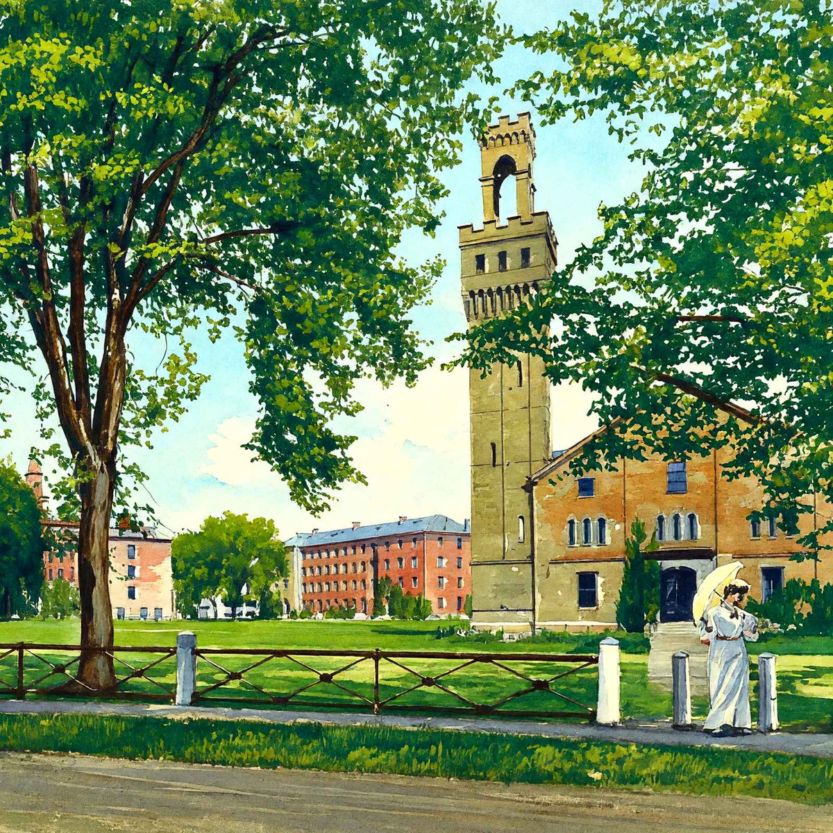 Rear View of Campus Williston Seminary, Easthampton, MA in 1909 Art Print