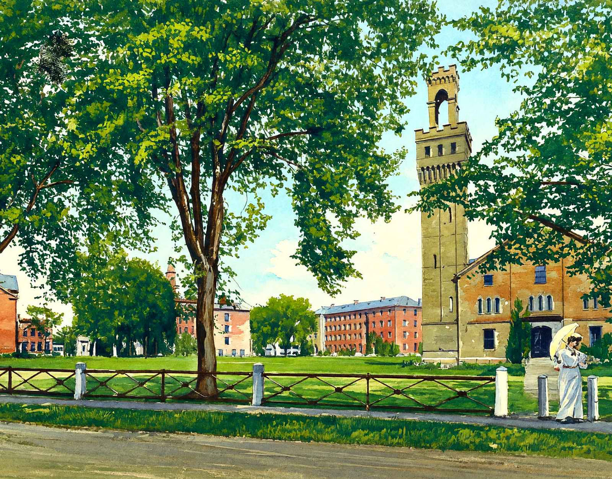 Rear View of Campus Williston Seminary, Easthampton, MA in 1909 Art Print