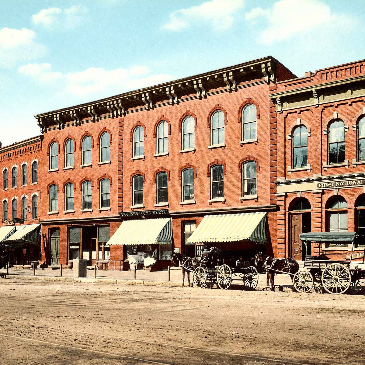 Shop Row Main Street, Easthampton, Massachusetts in 1914 Vintage Print (7 Sizes)