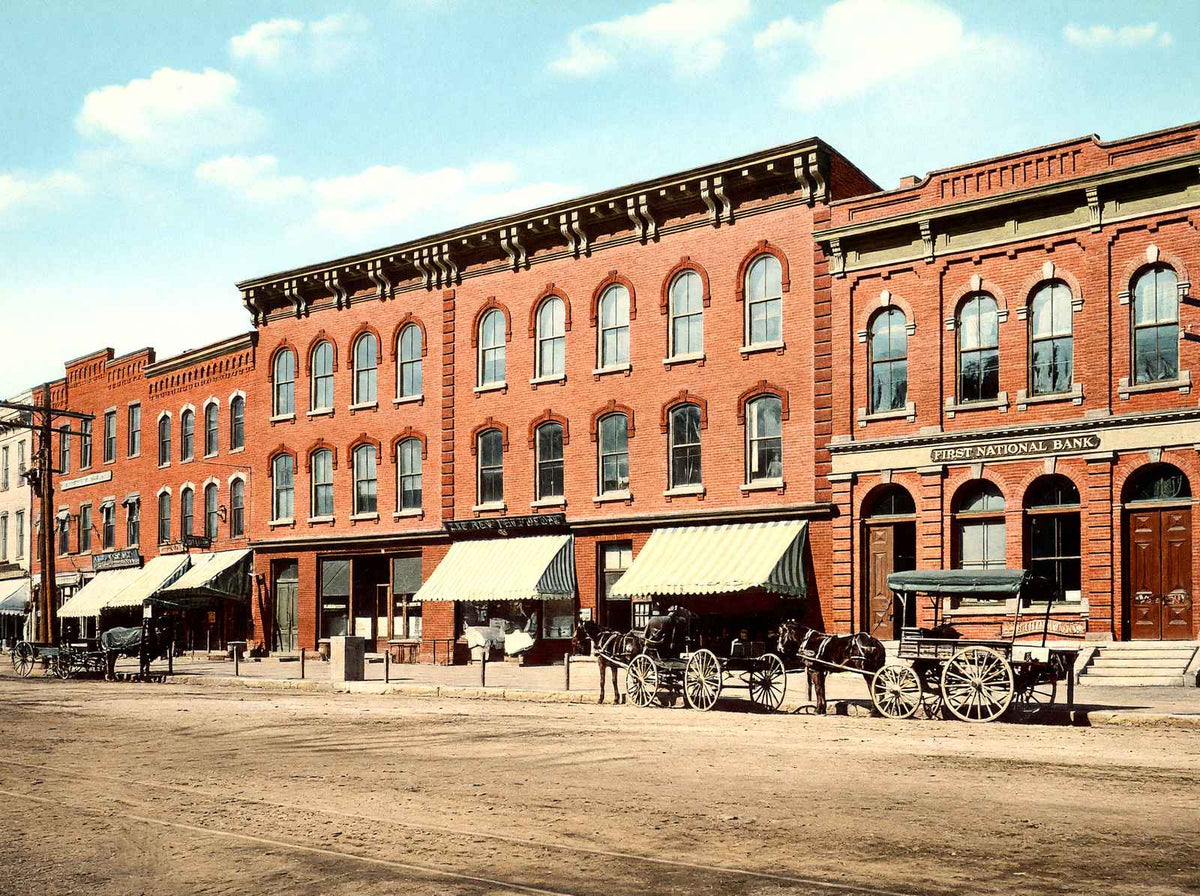 Shop Row Main Street, Easthampton, Massachusetts in 1914 Vintage Print (7 Sizes)