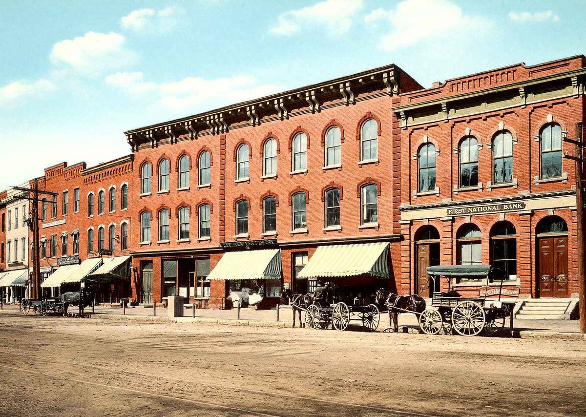 Shop Row Main Street, Easthampton, Massachusetts in 1914 Vintage Print (7 Sizes)