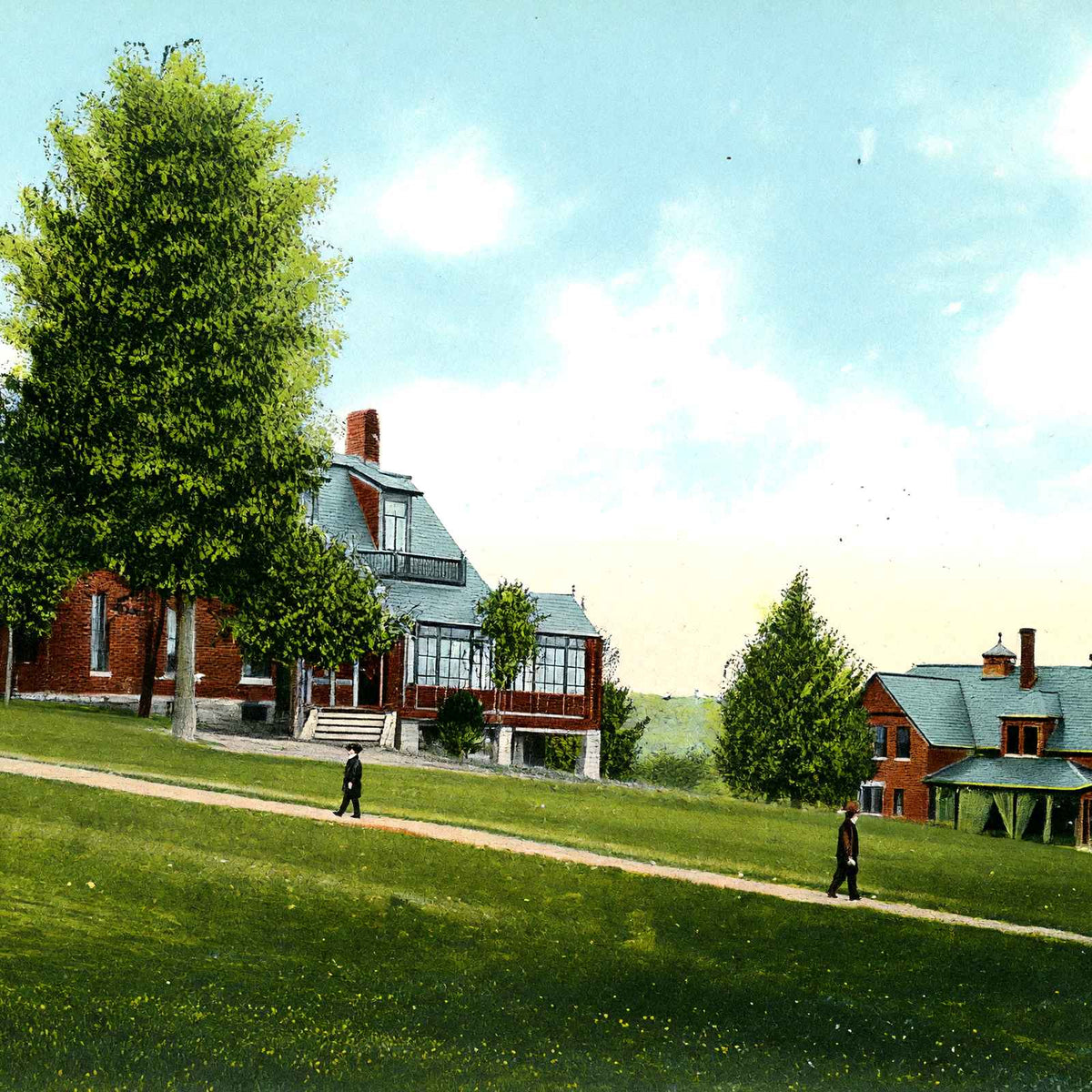 Revell and Holton Halls, Northfield, MA in 1907 Vintage Print (7 Sizes)