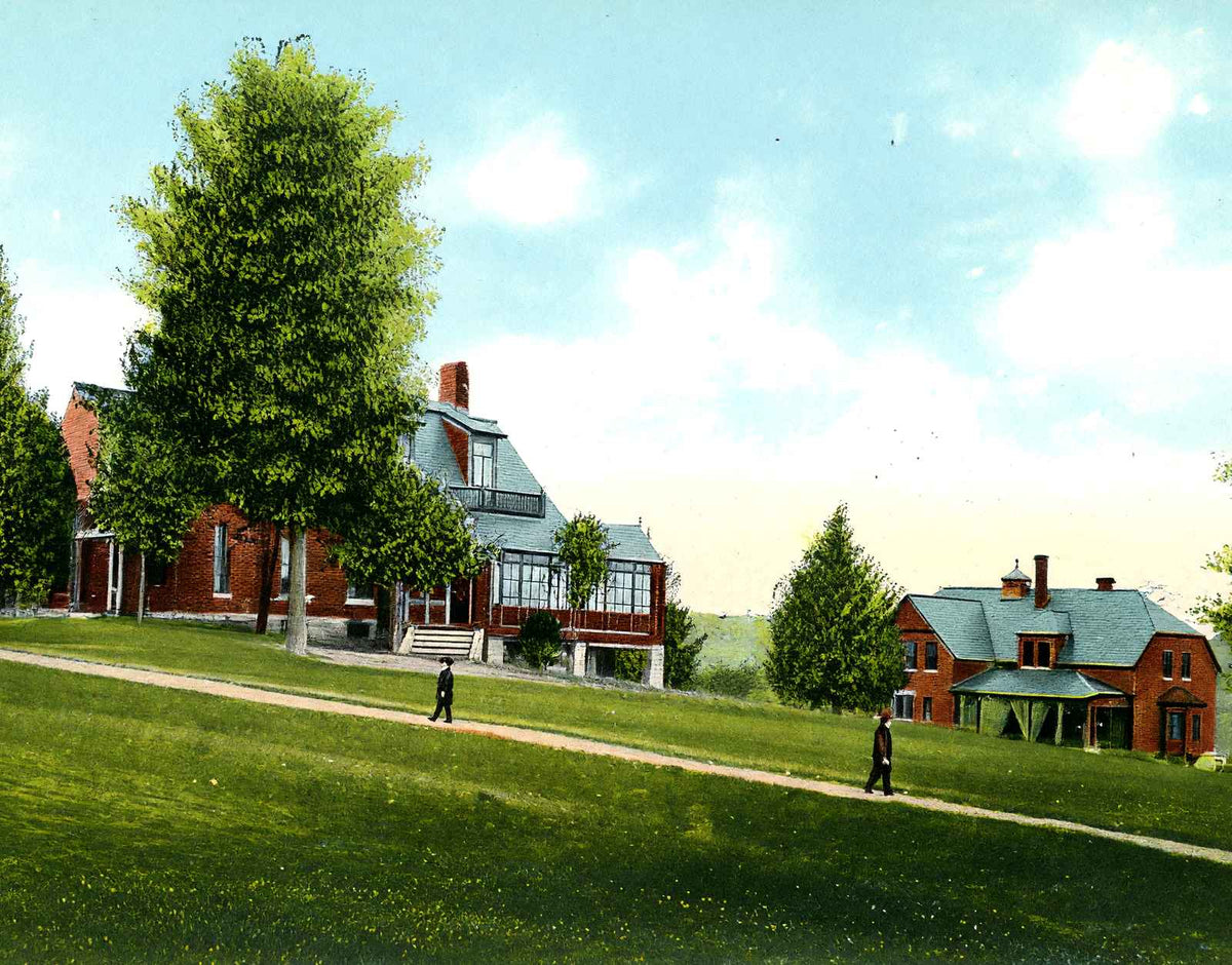 Revell and Holton Halls, Northfield, MA in 1907 Vintage Print (7 Sizes)