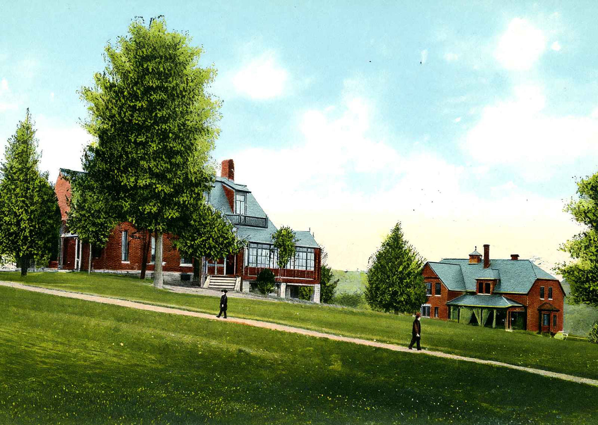 Revell and Holton Halls, Northfield, MA in 1907 Vintage Print (7 Sizes)