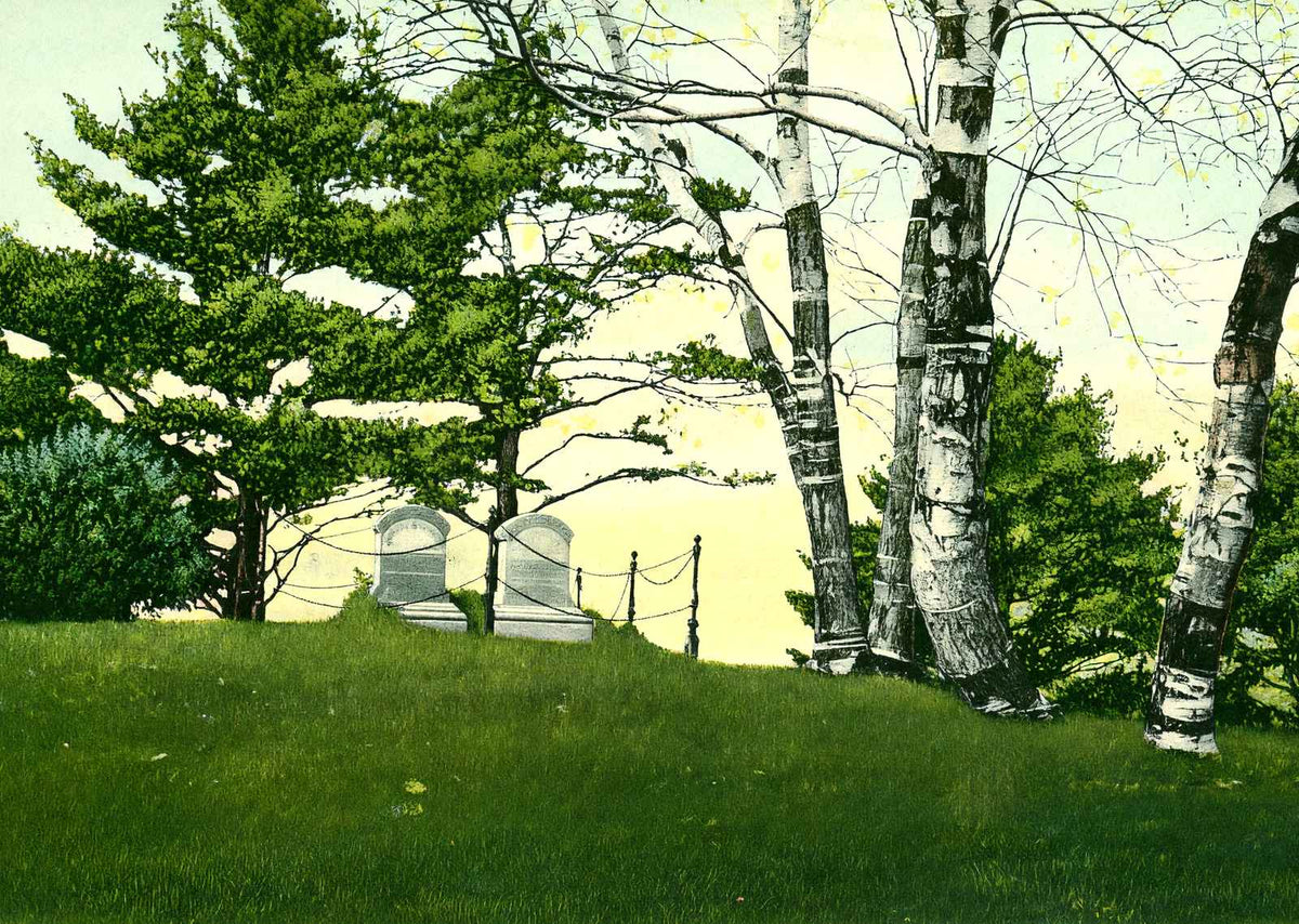 Round Top - Graves of Mr and Mrs D L Moody, Northfield, MA in 1907 Vintage Print