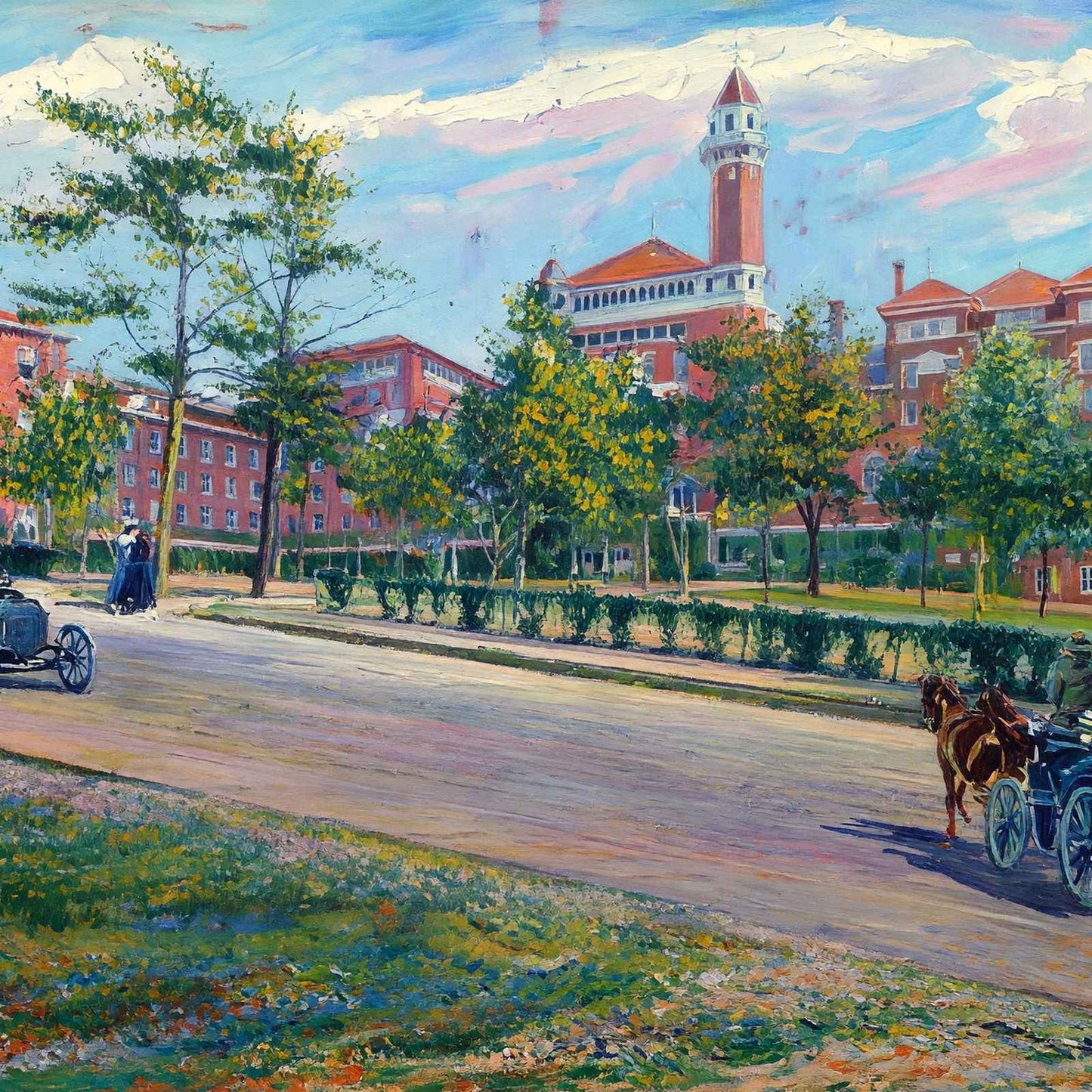 Eastman Hotel Hot Springs AR in 1906 Painting Print (7 Sizes) - Enhanced