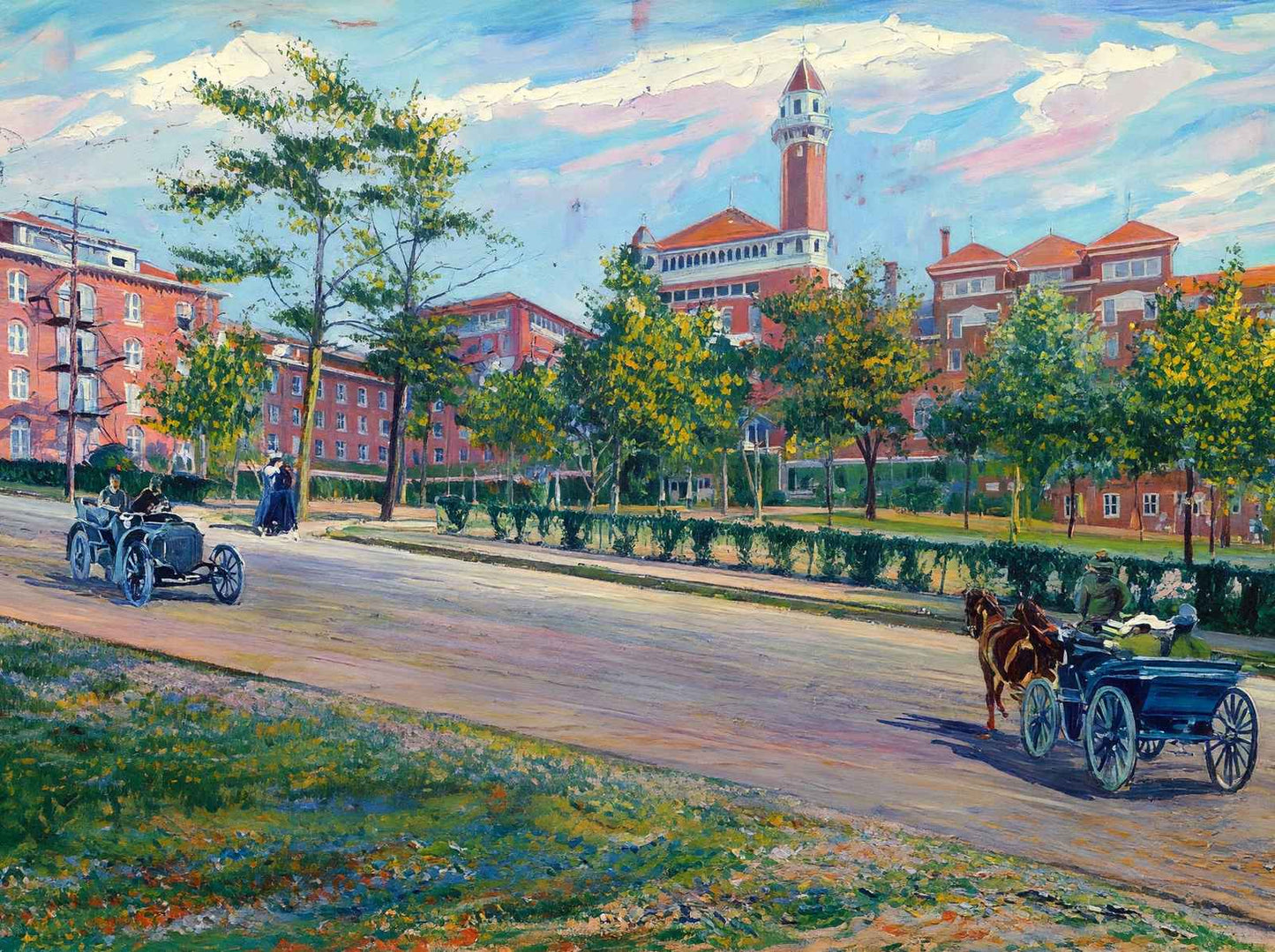 Eastman Hotel Hot Springs AR in 1906 Painting Print (7 Sizes) - Enhanced