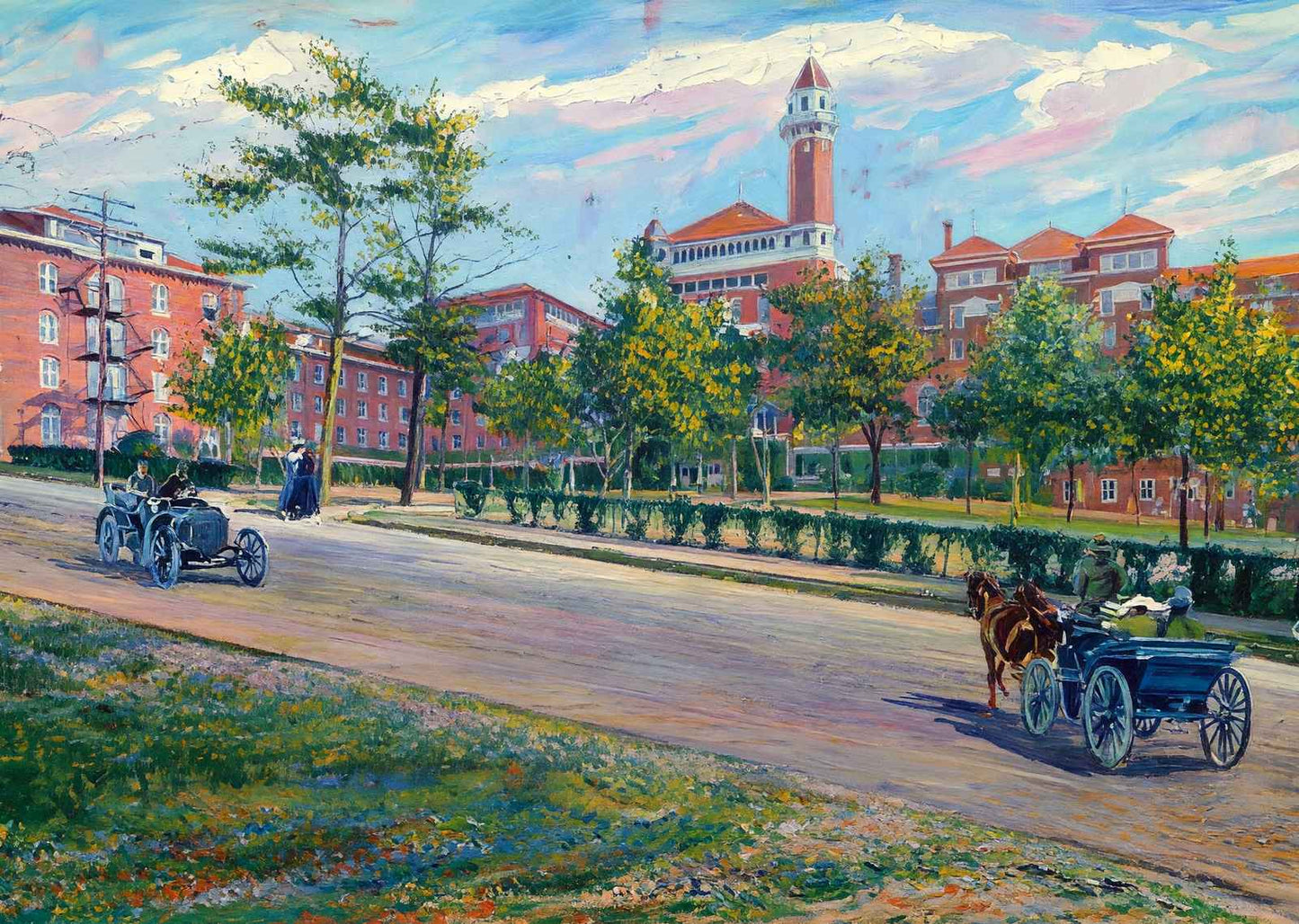Eastman Hotel Hot Springs AR in 1906 Painting Print (7 Sizes) - Enhanced