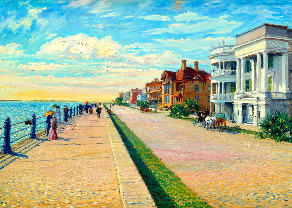 East Battery Parade Charleston in 1904 Art Print (7 Sizes) - Premium Print