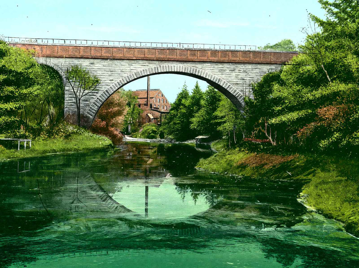 Echo Bridge - Newton Upper Falls, Massachusetts in 1907 Vintage Print (7 Sizes)