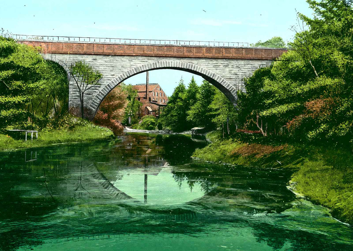 Echo Bridge - Newton Upper Falls, Massachusetts in 1907 Vintage Print (7 Sizes)