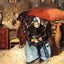 Elderly Woman Mending Old Clothes