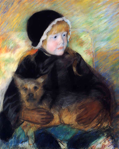 Elsie Cassatt Holding a Big Dog Painting by Mary Cassatt 8x10" Art Print