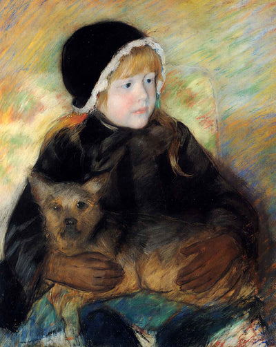 Elsie Cassatt Holding a Big Dog fine art print by Mary Cassatt (1880)