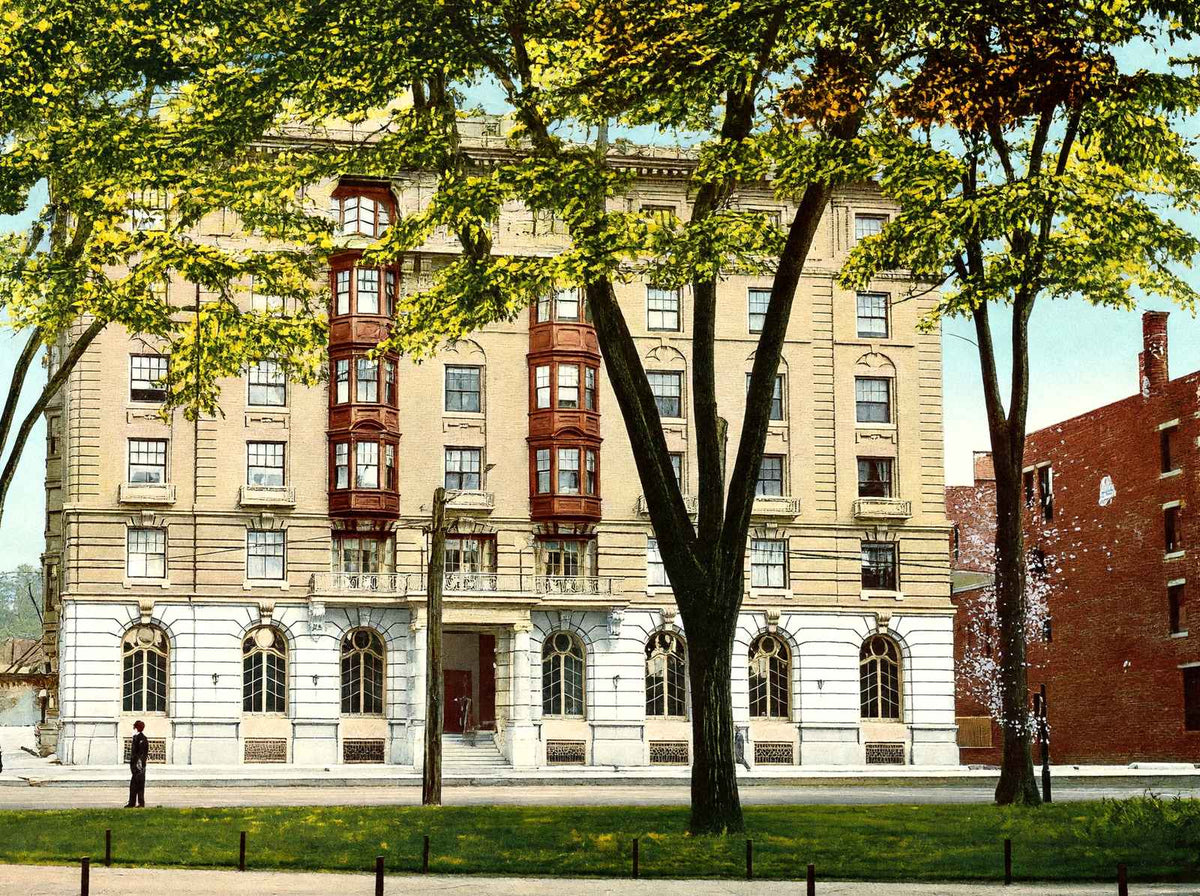Elton Hotel Waterbury CT in 1907 Vintage Print (7 Sizes) - Restored