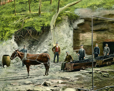 Entrance to an Alabama Coal Mine in 1906 vintage print