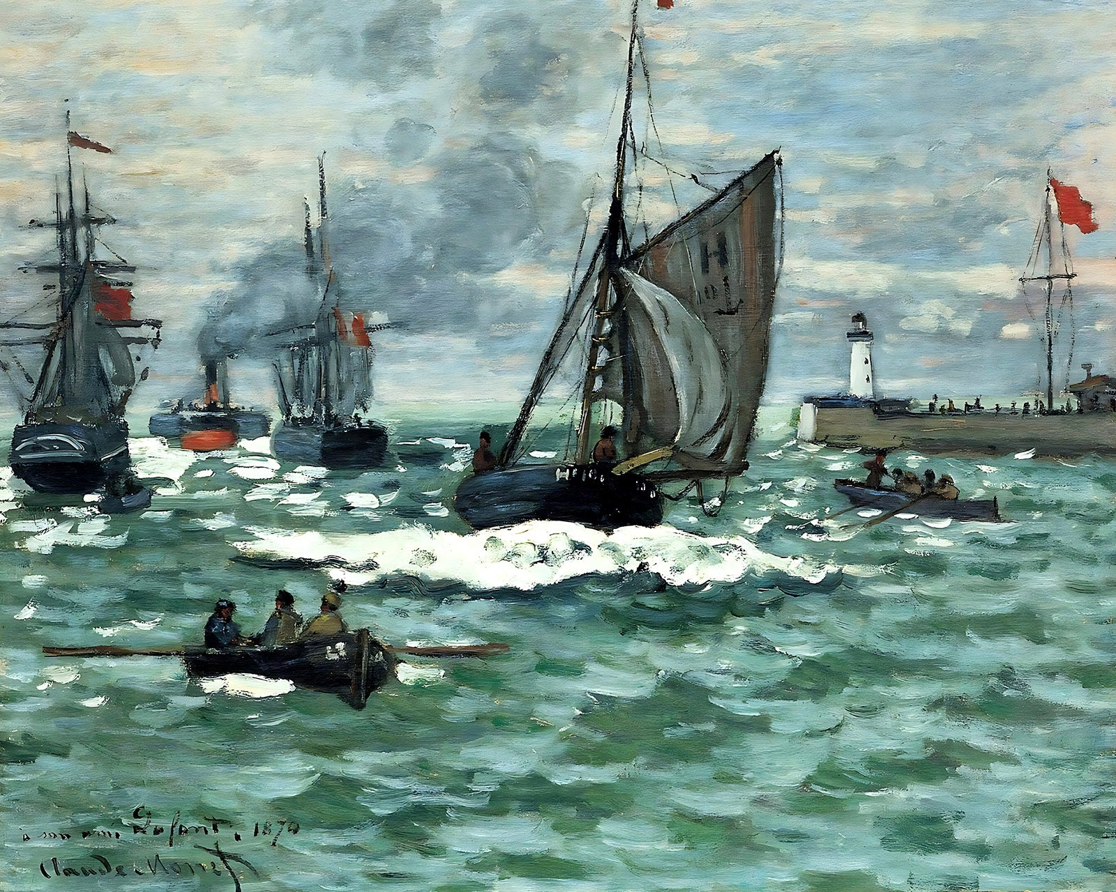 Entrance to the Port of Honfleur Painting by Claude Monet 8x10" Art Print