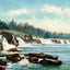 Falls of the Willamette River Oregon in 1908 Painting Print (7 Sizes)