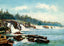 Falls of the Willamette River Oregon in 1908 Painting Print (7 Sizes)