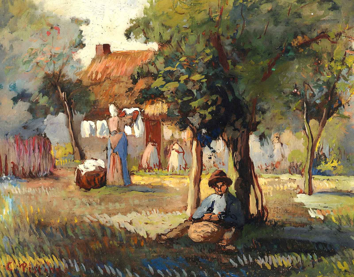 Family Garden Art Print 1887 Painting by Camille Pissarro (6 Sizes) - Acid Free