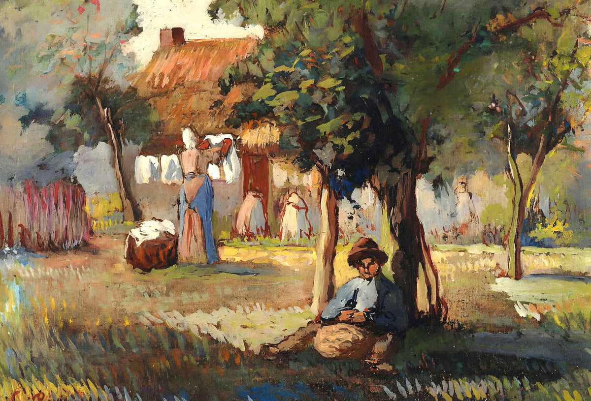 Family Garden Art Print 1887 Painting by Camille Pissarro (6 Sizes) - Acid Free