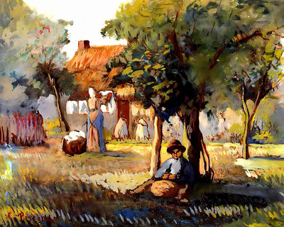 Family Garden Painting by Camille Pissarro 8x10" Art Print (Premium Print)