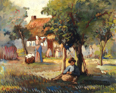 Family Garden painting print by Camille Pissarro (1887)