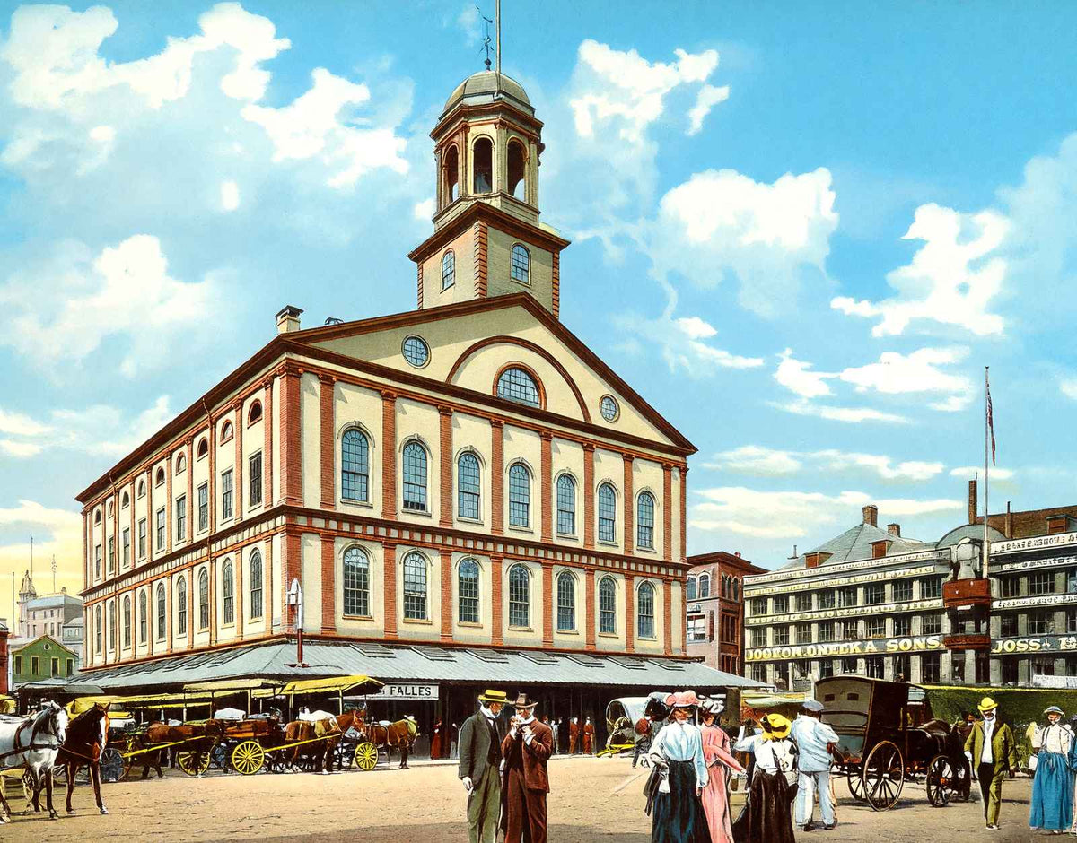 Faneuil Hall, Boston, Massachusetts in 1903 Vintage Print (7 Sizes)