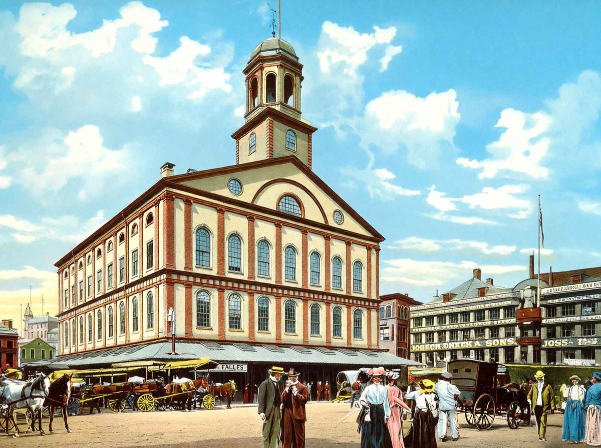 Faneuil Hall, Boston, Massachusetts in 1903 Vintage Print (7 Sizes)